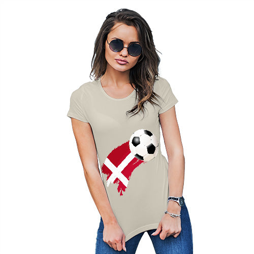 Funny T Shirts For Mum Denmark Football Soccer Flag Paint Splat Women's T-Shirt Medium Natural