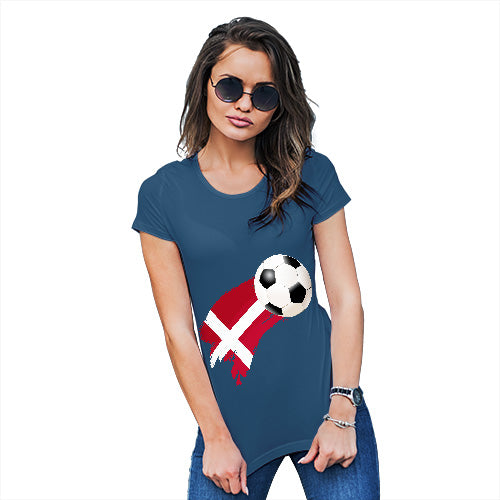 Funny T Shirts For Mom Denmark Football Soccer Flag Paint Splat Women's T-Shirt X-Large Royal Blue