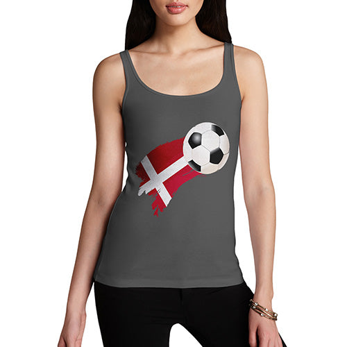 Funny Tank Top For Women Sarcasm Denmark Football Soccer Flag Paint Splat Women's Tank Top Large Dark Grey