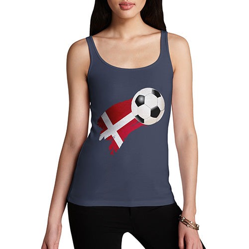 Womens Humor Novelty Graphic Funny Tank Top Denmark Football Soccer Flag Paint Splat Women's Tank Top Large Navy