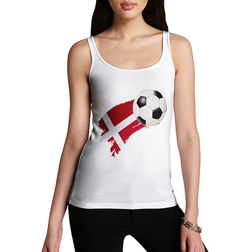 Funny Tank Tops For Women Denmark Football Soccer Flag Paint Splat Women's Tank Top Small White