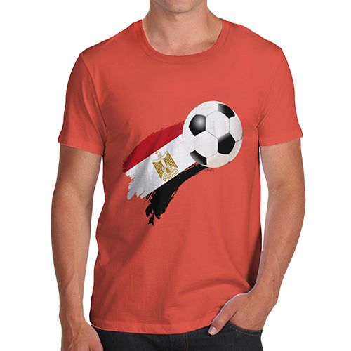 Mens T-Shirt Funny Geek Nerd Hilarious Joke Egypt Football Soccer Flag Paint Splat Men's T-Shirt X-Large Orange