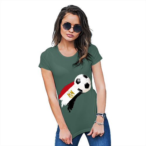 Novelty Gifts For Women Egypt Football Soccer Flag Paint Splat Women's T-Shirt Medium Bottle Green