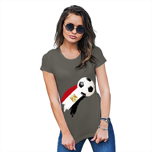 Womens Funny T Shirts Egypt Football Soccer Flag Paint Splat Women's T-Shirt Large Khaki