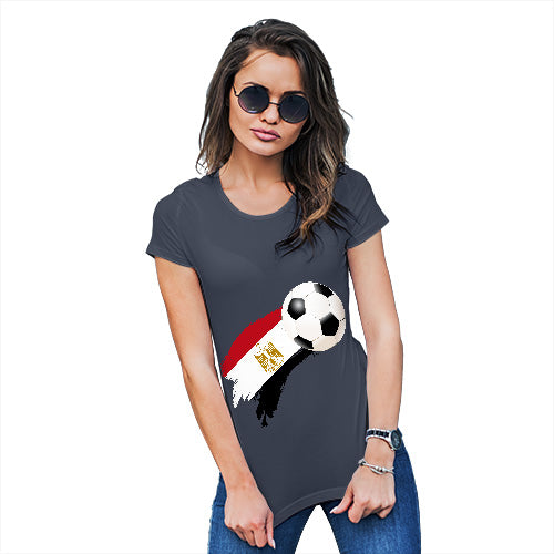 Womens Humor Novelty Graphic Funny T Shirt Egypt Football Soccer Flag Paint Splat Women's T-Shirt Medium Navy