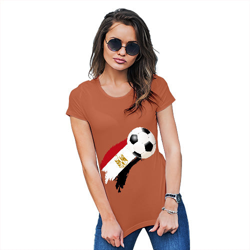 Funny T-Shirts For Women Sarcasm Egypt Football Soccer Flag Paint Splat Women's T-Shirt X-Large Orange