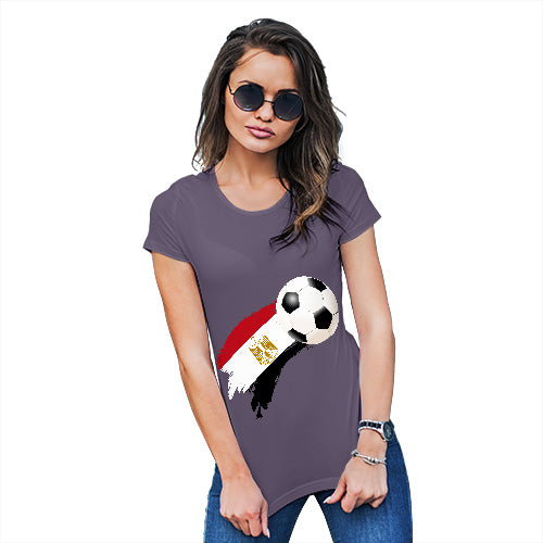 Funny Tee Shirts For Women Egypt Football Soccer Flag Paint Splat Women's T-Shirt Small Plum