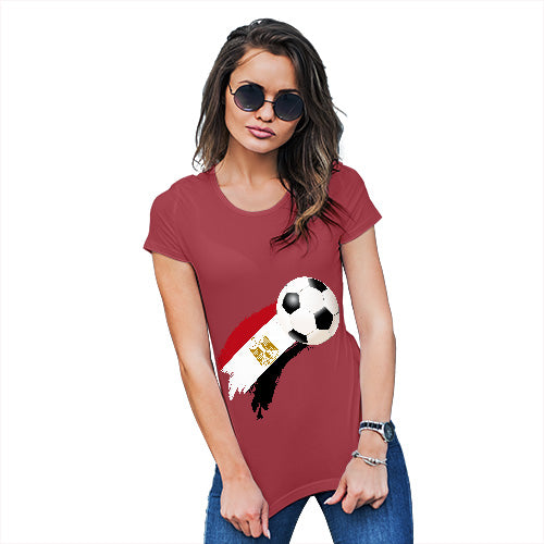 Funny T Shirts For Women Egypt Football Soccer Flag Paint Splat Women's T-Shirt Large Red