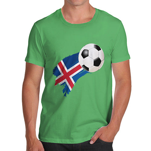 Funny Tshirts For Men Iceland Football Soccer Flag Paint Splat Men's T-Shirt Medium Green