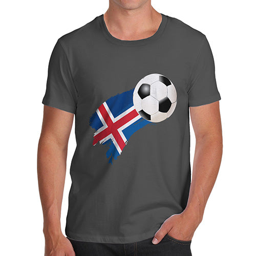 Funny T Shirts For Men Iceland Football Soccer Flag Paint Splat Men's T-Shirt Small Dark Grey