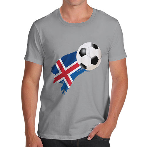 Funny Mens Tshirts Iceland Football Soccer Flag Paint Splat Men's T-Shirt X-Large Light Grey