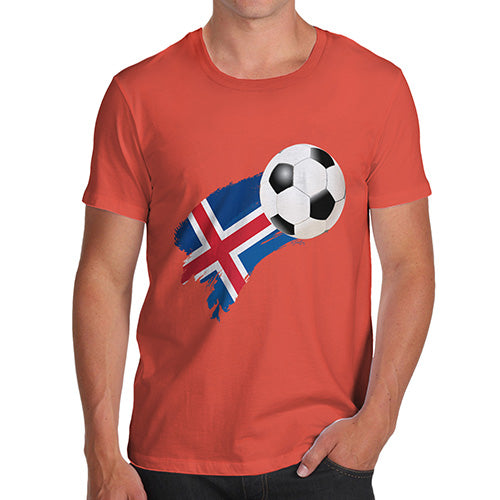 Funny Mens Tshirts Iceland Football Soccer Flag Paint Splat Men's T-Shirt Small Orange