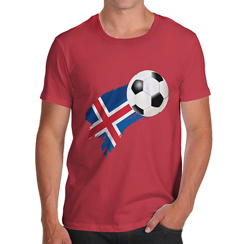 Funny Mens T Shirts Iceland Football Soccer Flag Paint Splat Men's T-Shirt Large Red