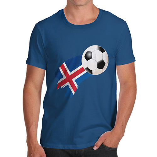 Funny T Shirts For Men Iceland Football Soccer Flag Paint Splat Men's T-Shirt Medium Royal Blue