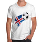 Funny T-Shirts For Men Sarcasm Iceland Football Soccer Flag Paint Splat Men's T-Shirt Large White