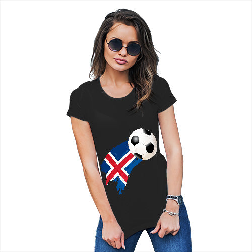 Funny T Shirts For Mom Iceland Football Soccer Flag Paint Splat Women's T-Shirt X-Large Black