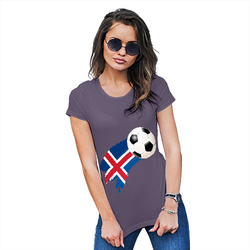 Womens Funny Sarcasm T Shirt Iceland Football Soccer Flag Paint Splat Women's T-Shirt Small Plum