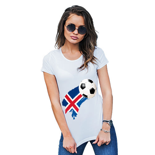 Funny Gifts For Women Iceland Football Soccer Flag Paint Splat Women's T-Shirt Medium White