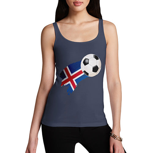 Funny Tank Top For Women Sarcasm Iceland Football Soccer Flag Paint Splat Women's Tank Top Medium Navy