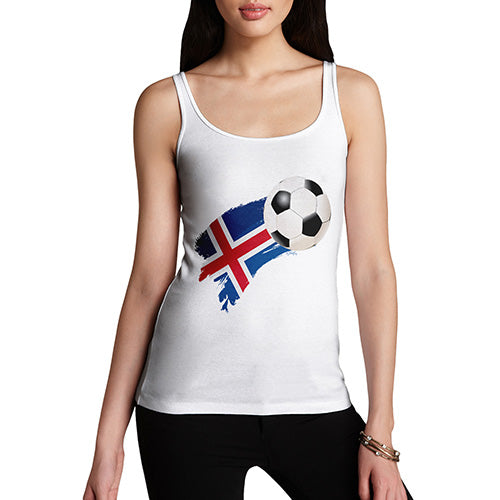 Funny Tank Tops For Women Iceland Football Soccer Flag Paint Splat Women's Tank Top X-Large White