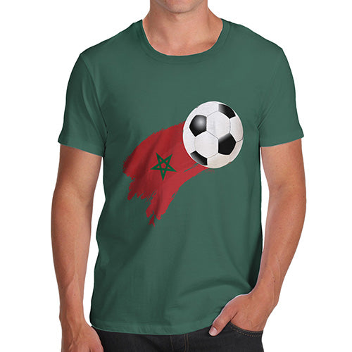 Funny T Shirts For Men Morocco Football Soccer Flag Paint Splat Men's T-Shirt Medium Bottle Green