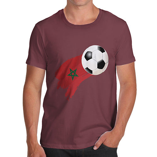 Funny Tee For Men Morocco Football Soccer Flag Paint Splat Men's T-Shirt Medium Burgundy