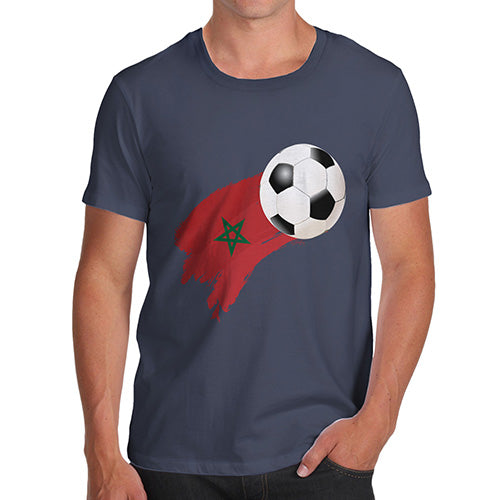 Mens Funny Sarcasm T Shirt Morocco Football Soccer Flag Paint Splat Men's T-Shirt Large Navy