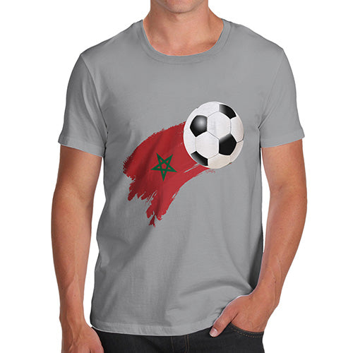 Funny T-Shirts For Men Morocco Football Soccer Flag Paint Splat Men's T-Shirt Small Light Grey