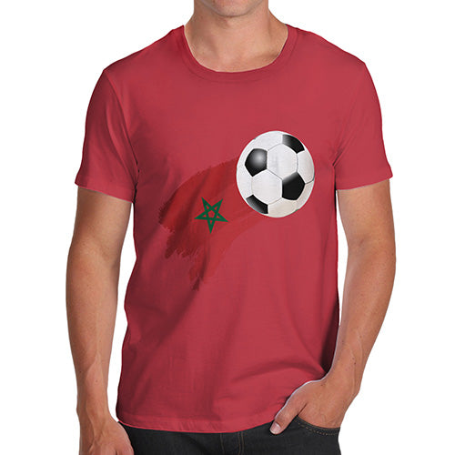 Novelty Tshirts Men Morocco Football Soccer Flag Paint Splat Men's T-Shirt Large Red