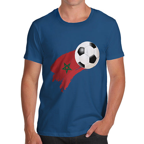 Funny Tee For Men Morocco Football Soccer Flag Paint Splat Men's T-Shirt X-Large Royal Blue