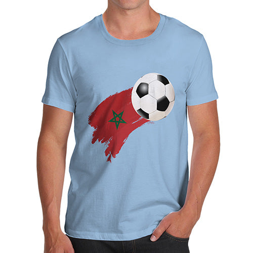 Funny T-Shirts For Men Morocco Football Soccer Flag Paint Splat Men's T-Shirt Medium Sky Blue