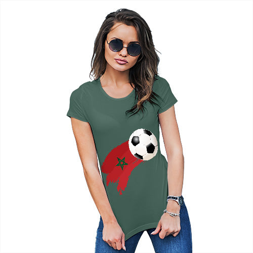 Funny Shirts For Women Morocco Football Soccer Flag Paint Splat Women's T-Shirt X-Large Bottle Green