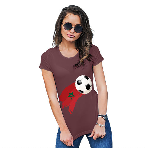 Funny Gifts For Women Morocco Football Soccer Flag Paint Splat Women's T-Shirt Large Burgundy