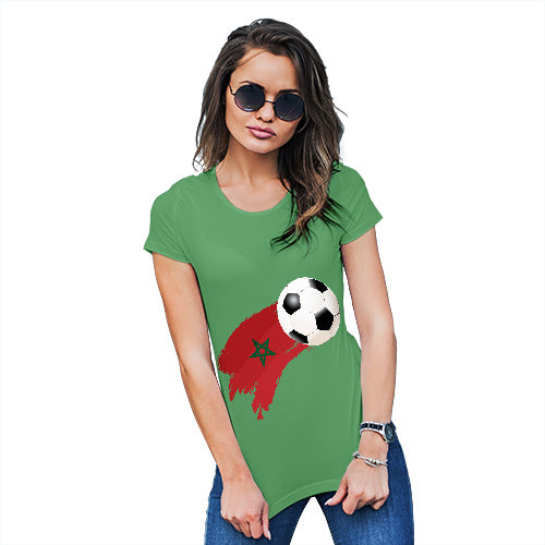 Novelty Gifts For Women Morocco Football Soccer Flag Paint Splat Women's T-Shirt Large Green