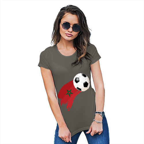 Funny Tshirts For Women Morocco Football Soccer Flag Paint Splat Women's T-Shirt Large Khaki