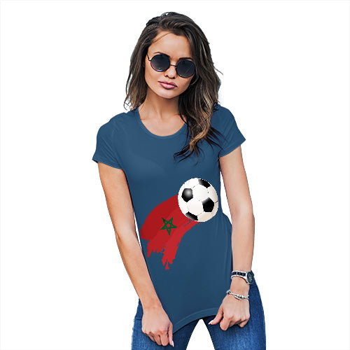 Funny Shirts For Women Morocco Football Soccer Flag Paint Splat Women's T-Shirt Medium Royal Blue