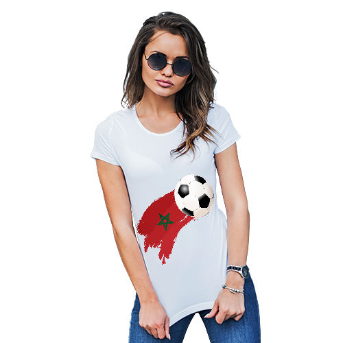 Funny T Shirts For Mum Morocco Football Soccer Flag Paint Splat Women's T-Shirt Small White