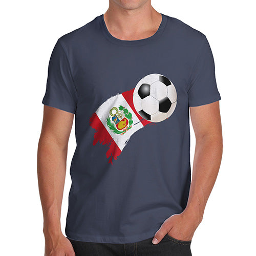 Mens Humor Novelty Graphic Sarcasm Funny T Shirt Peru Football Soccer Flag Paint Splat Men's T-Shirt Large Navy