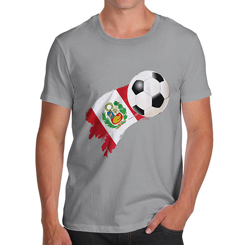 Funny Mens Tshirts Peru Football Soccer Flag Paint Splat Men's T-Shirt Small Light Grey