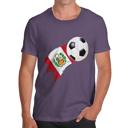 Novelty Tshirts Men Funny Peru Football Soccer Flag Paint Splat Men's T-Shirt Small Plum