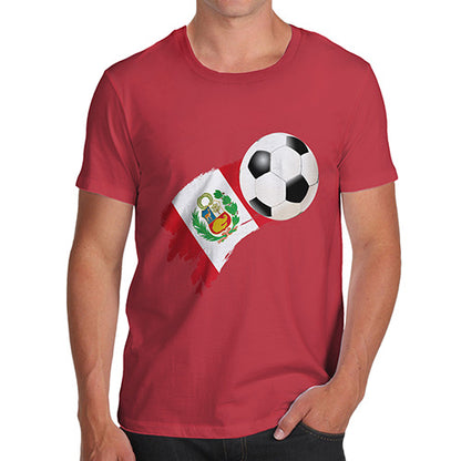 Mens T-Shirt Funny Geek Nerd Hilarious Joke Peru Football Soccer Flag Paint Splat Men's T-Shirt Medium Red