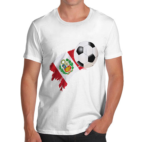 Funny T-Shirts For Men Sarcasm Peru Football Soccer Flag Paint Splat Men's T-Shirt Small White