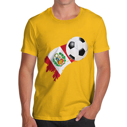 Novelty Tshirts Men Funny Peru Football Soccer Flag Paint Splat Men's T-Shirt Large Yellow