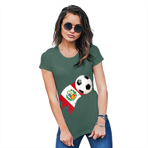 Womens T-Shirt Funny Geek Nerd Hilarious Joke Peru Football Soccer Flag Paint Splat Women's T-Shirt Small Bottle Green