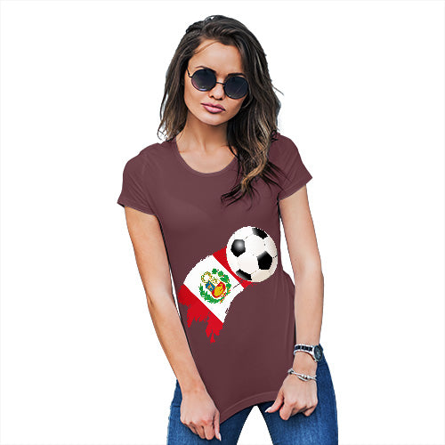 Funny Shirts For Women Peru Football Soccer Flag Paint Splat Women's T-Shirt X-Large Burgundy