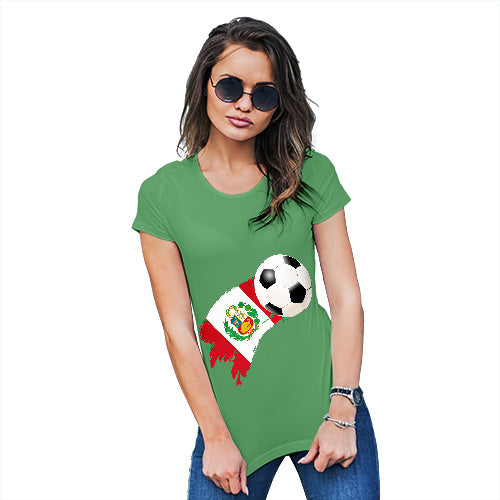 Womens Humor Novelty Graphic Funny T Shirt Peru Football Soccer Flag Paint Splat Women's T-Shirt X-Large Green