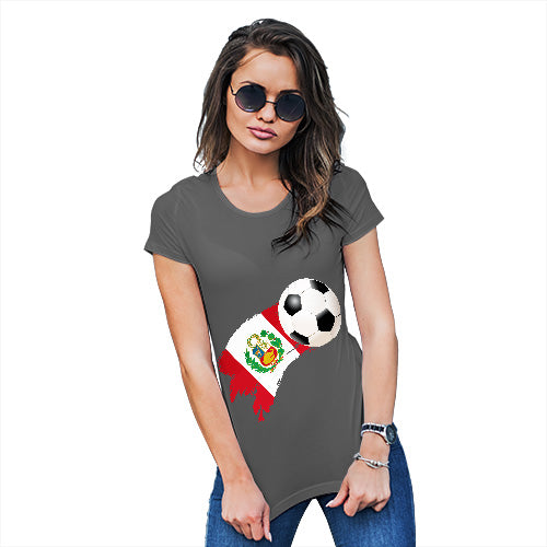 Funny Tshirts For Women Peru Football Soccer Flag Paint Splat Women's T-Shirt X-Large Dark Grey