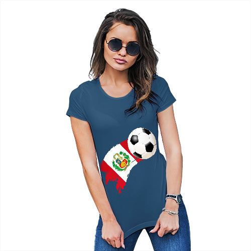 Womens Novelty T Shirt Christmas Peru Football Soccer Flag Paint Splat Women's T-Shirt Small Royal Blue