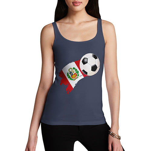 Funny Tank Top For Mom Peru Football Soccer Flag Paint Splat Women's Tank Top X-Large Navy
