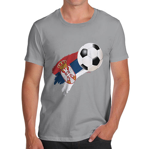 Funny T-Shirts For Guys Serbia Football Soccer Flag Paint Splat Men's T-Shirt Medium Light Grey